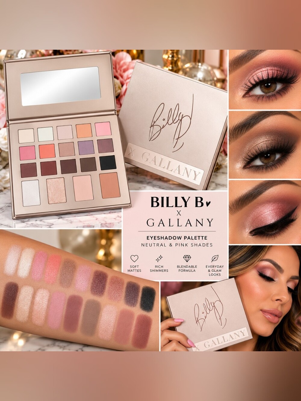 BILLY B X GALLANY Eyeshadow Palette - Neutral & Pink Shades